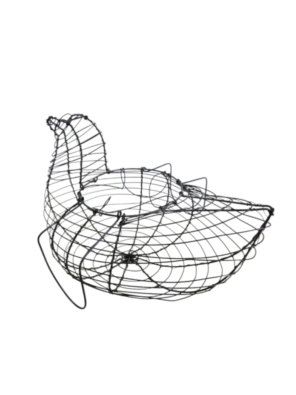 Vintage Wire Chicken Egg Basket Primitive Farmhouse Hen Gathering Basket